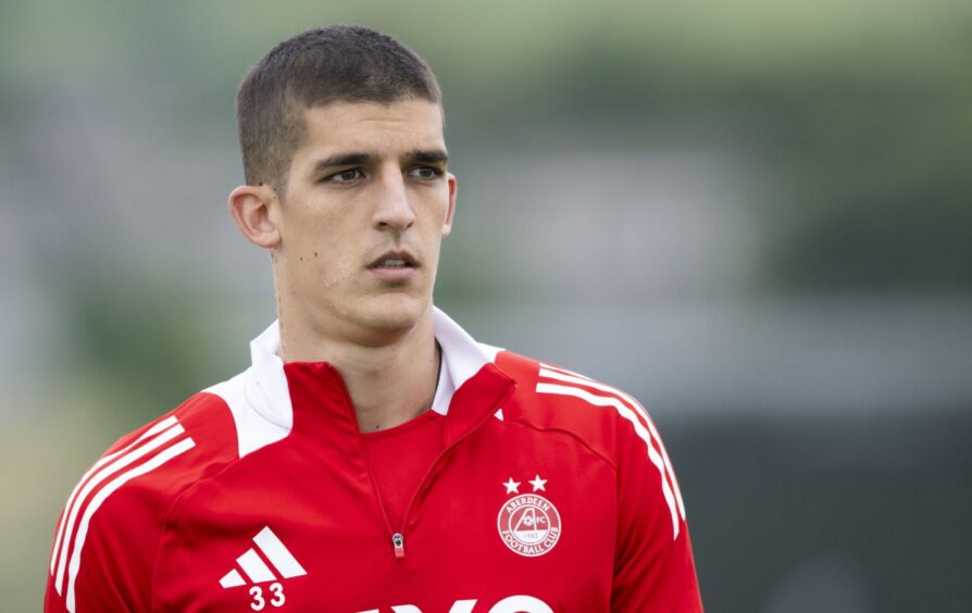 Slobodan Rubezic during an Aberdeen training session at Cormack Park earlier in the season. Image: SNS