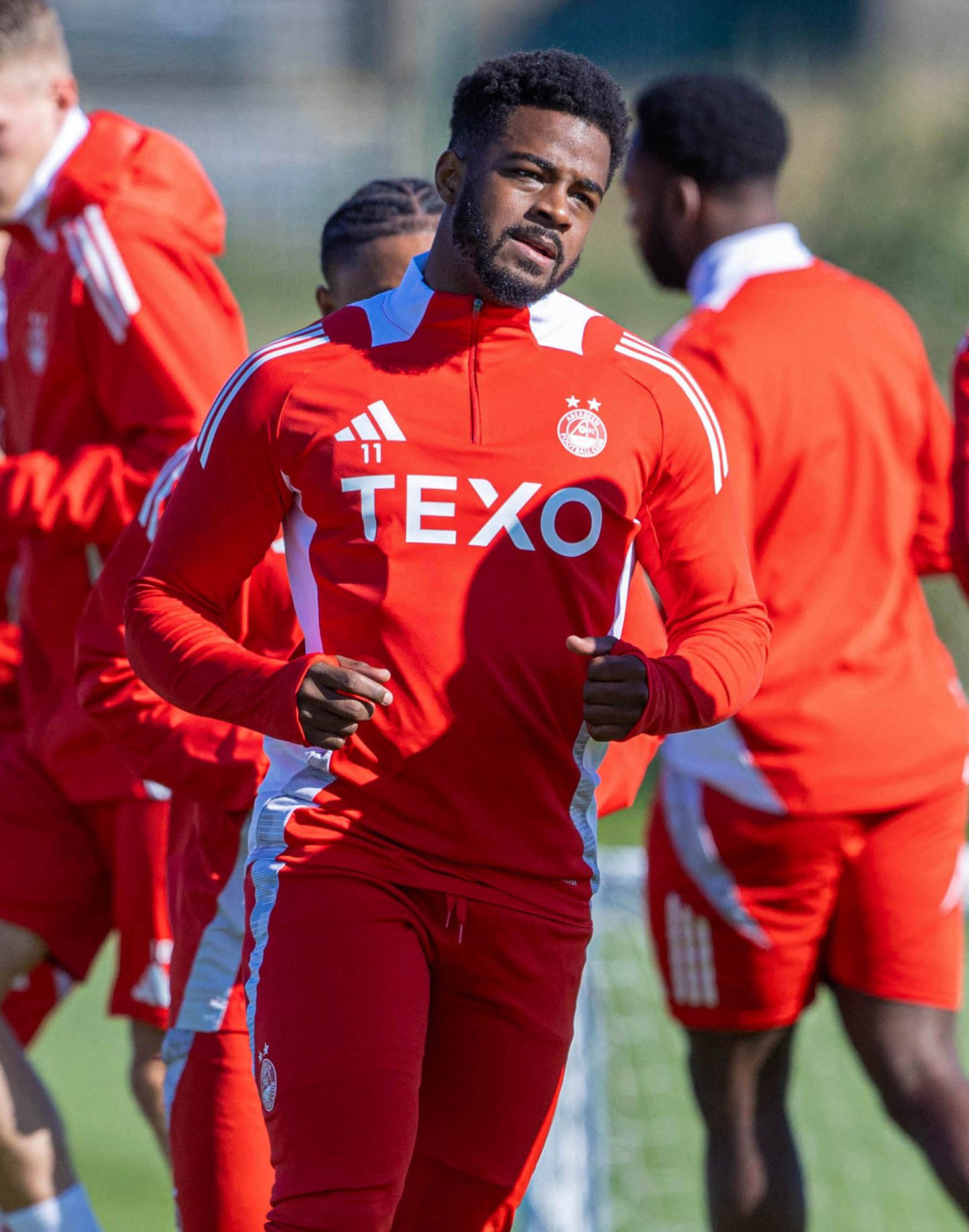 Duk during an Aberdeen training session at Cormack Park, on September 13, 2024. Image: SNS