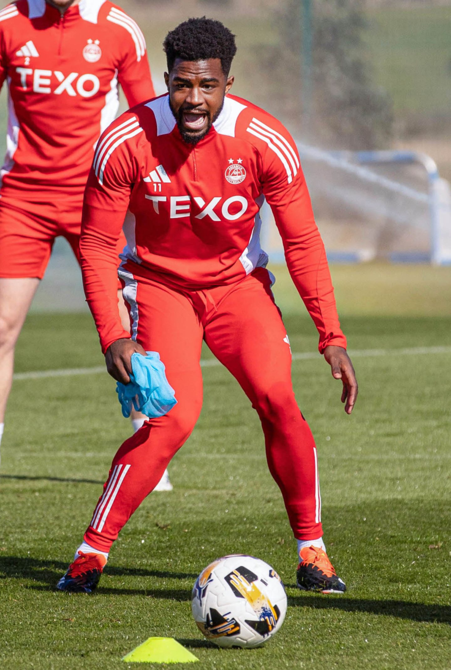 Duk during an Aberdeen training session at Cormack Park, on September 13, 2024. Image: SNS