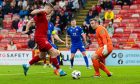 Aberdeen FC striker Kevin Nisbet scores to make it 2-0 during a Premier Sports Cup quarter-final match against Spartans. Image: SNS