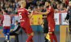 Aberdeen's Graeme Shinnie replaces Sivert Nilsen during a Premier Sports Cup quarter-final match against Spartans. Image: SNS