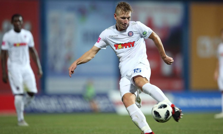 Ante Palaversa playing for Hajduk Split against Slaven Belupo. Image: Alamy.