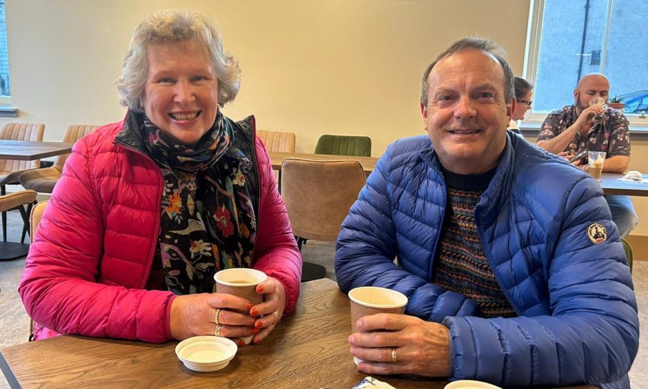 Sara and Rob enjoy a coffee before the feature film starts. Image: Isaac Buchan/ DC Thomson