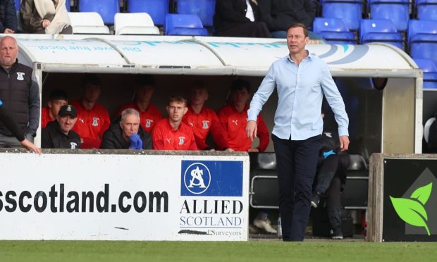 Caley Thistle boss Duncan Ferguson during his side's match against Stenhouusemuir. Image: Peter Paul.