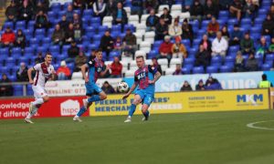 Caley Thistle's Billy Mckay in action in the 0-0 draw with Stenhousemuir last weekend. Image: Peter Paul/caleyjags.com