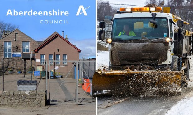 Foveran School and an Aberdeenshire gritter