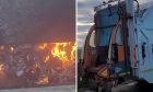 Bin lorry catches fire as a result of hot ashes Picture shows; Lorry caught on fire. Cruden Bay. Image: Aberdeenshire Council