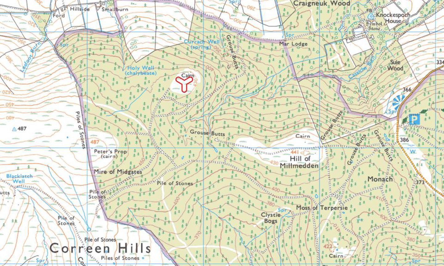 Map shows area at Correen Hills, south of Gordonstown, where new mast will go.