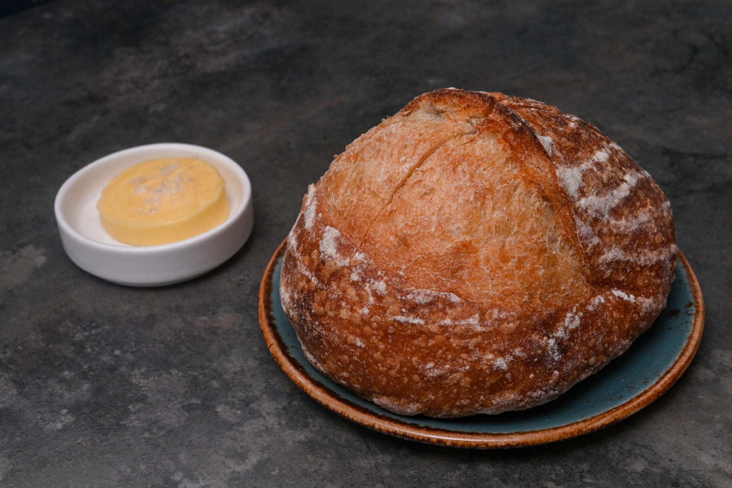 The sourdough bread with Scottish butter.