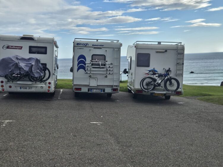 Motorhomes parked up at Durness.