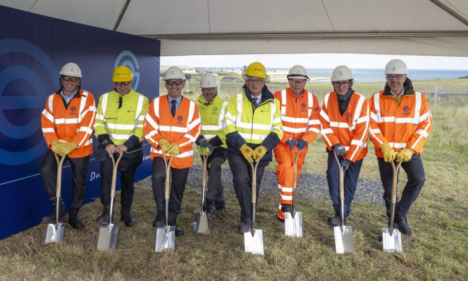 Energy bosses break ground in Peterhead on the Eastern Green Link 2 project. Image: SSEN