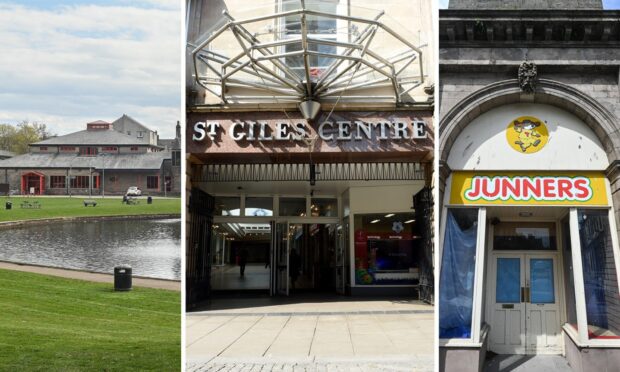 Collage featuring Cooper Park, St Giles Centre and Junners.