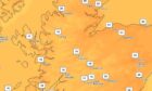 Temperatures are set to soar across Aberdeenshire. Image: Met Office.