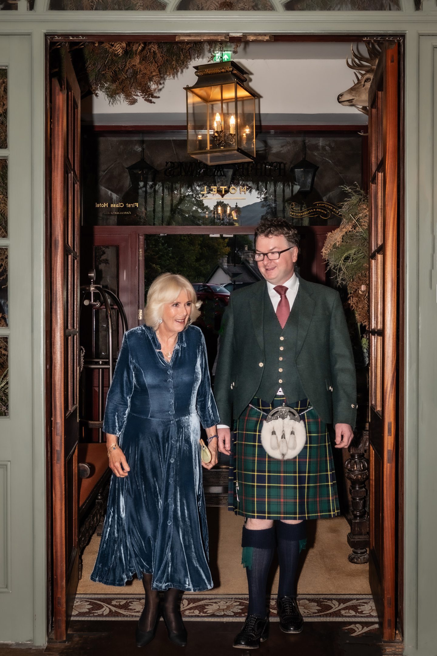 Queen Camilla arriving at dinner 