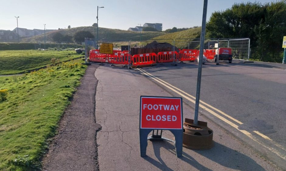 Road closure in Aberdeen.