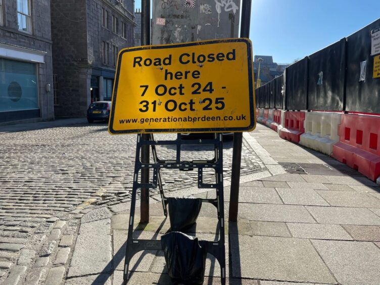 Road closed sign