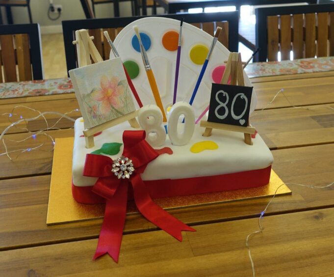 Art-themed 80th birthday cake