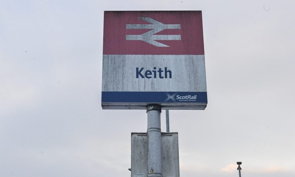 Keith railway station sign.