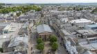 Drone image of Elgin High Street.