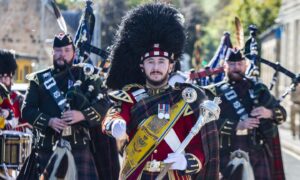 The band proudly marching through Huntly. Image: Jason Hedges/DC Thomson