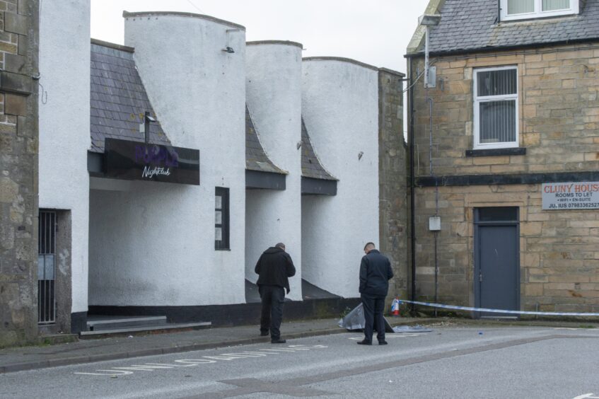 Police outside Purple Nightclub in Buckie 