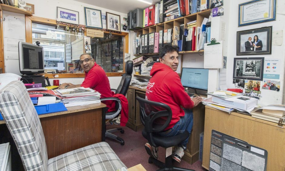 Inside Buckie Furniture office. 