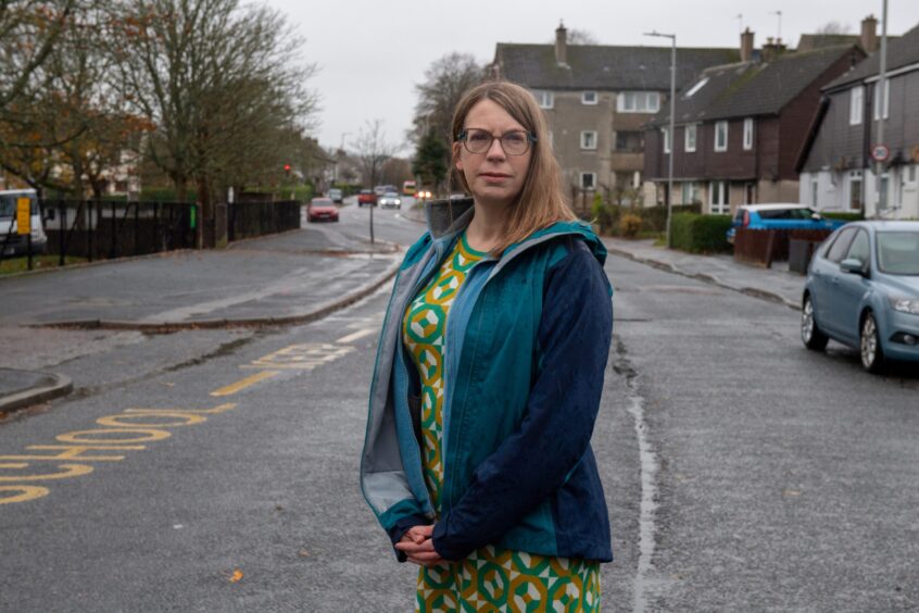 Labour's Kingswells, Sheddocksley and Summerhill councillor Kate Blake outside Holy Family RC School. Image: Kenny Elrick/DC Thomson