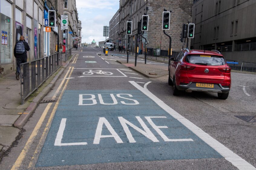 The bus gate in Bridge Street in Aberdeen. Image: Kenny Elrick/DC Thomson