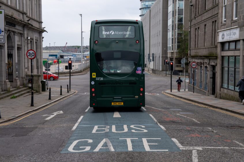 The bus gate on Market Street in Aberdeen. Image: Kenny Elrick/DC Thomson