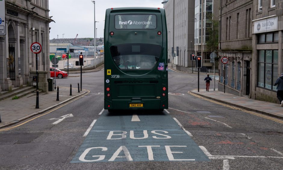 The bus gate on Market Street in Aberdeen. Image: Kenny Elrick/DC Thomson