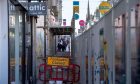 Scaffolding going up at the old BHS store on Aberdeen's Union Street ahead of work on the frontage of the building to turn it into the new Aberdeen Market entrance.