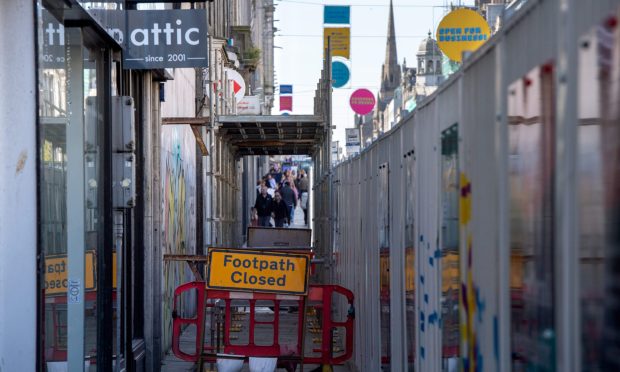 Scaffolding erected at BHS building as Aberdeen market work starts