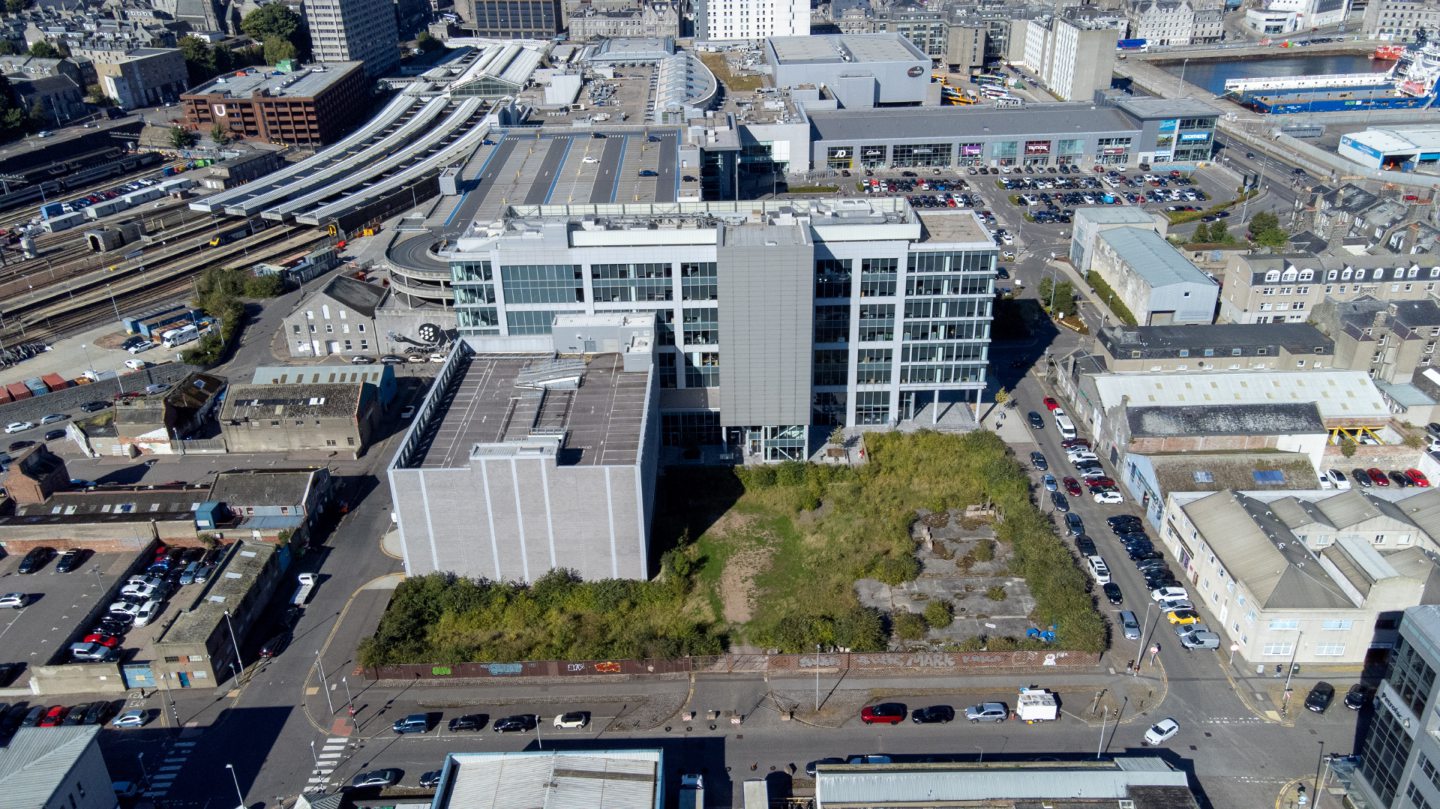 Overgrown and derelict land in Aberdeen city centre