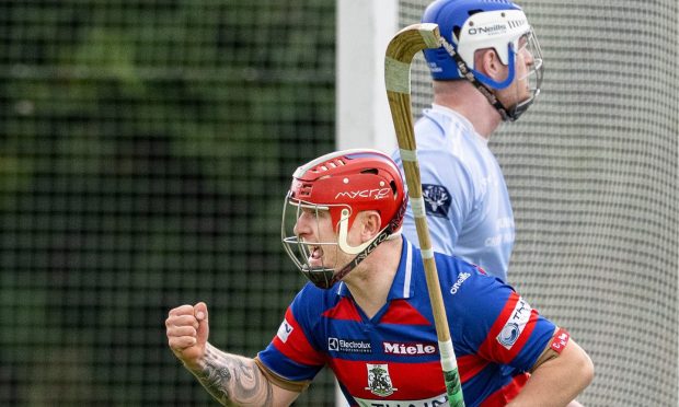 Lorne Mackay in action against Newtonmore in the 2018 Camanachd Cup final.