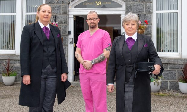 Funeral director mum Kathleen MacIntosh, mortuary manager son Paul Scott, and daughter Mandy Scott, who is also in the funeral business.  
Picture by Kami Thomson/DC Thomson