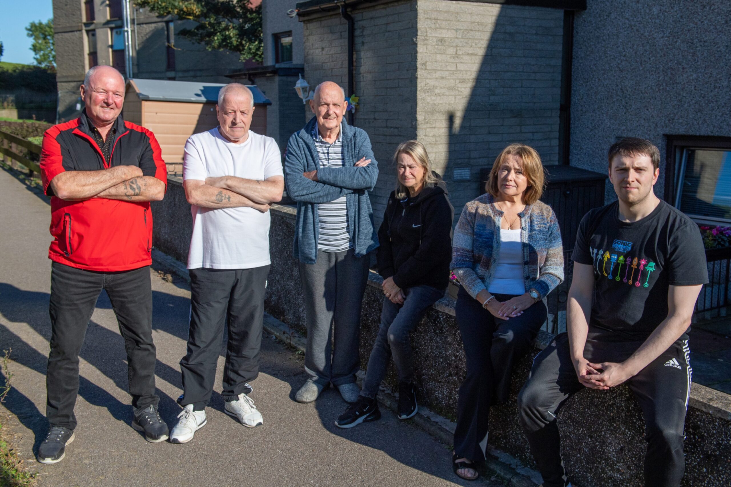 Balnagask Raac homeowners Mike Ewen, Billy Crooks, Charlie Walker, Meg McGregor, Avril Ewen and Michael Ewen.