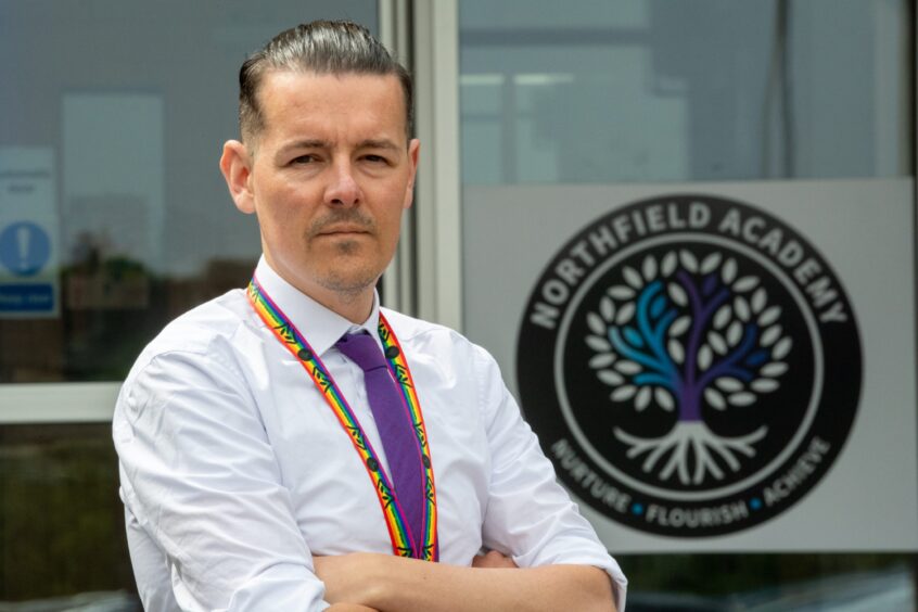 Northfield Academy head teacher Craig McDermott outside the school. Image: Kami Thomson/DC Thomson