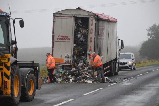 The lorry caught fire earlier today. Image: Kami Thomson/DC Thomson