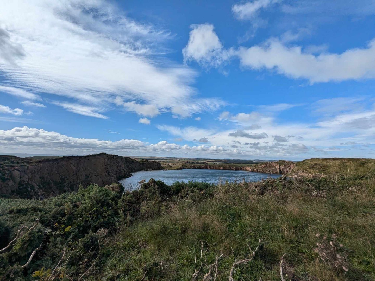 An old quarry at Longhaven filled with water. Image: Gayle Ritchie.