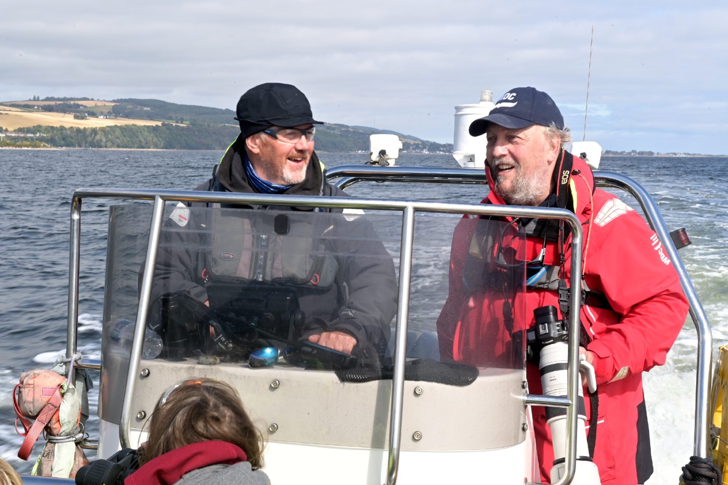 Stephen Davren and Charlie Phillips on the RIB. 