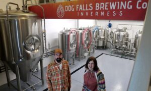 Bob and Louise Masson of Dog Falls Brewing Company in their new Lotland Plance brewery. Image: Sandy McCook/DC Thomson