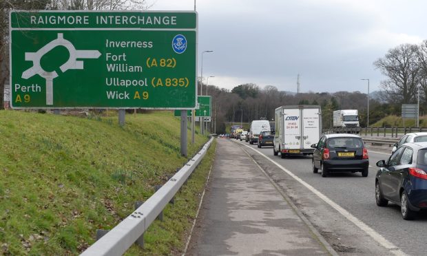 Traffic was brought to a standstill on the A96 today. Image: Sandy McCook/ DC Thomson.