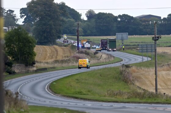 The crash closed down the A9 north of Alness. Image: Sandy McCook/DC Thomson