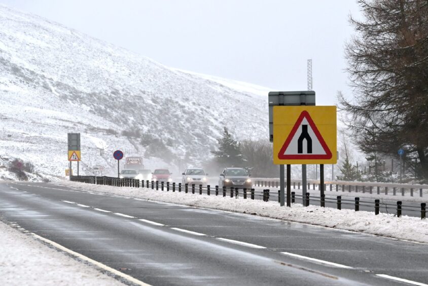 A9 at Slochd with snow.