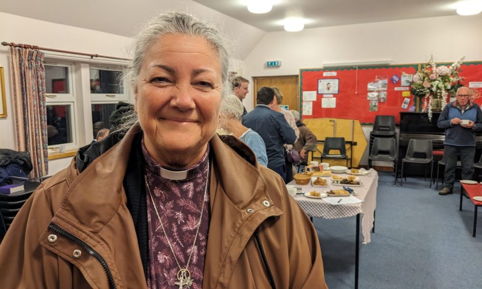 Sonia Palmer inside Birnie Kirk hall 