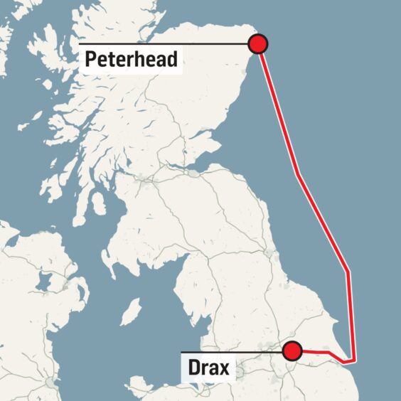 More than 500km of cable will transport energy from Peterhead to Drax. Image: Clarke Cooper/ DC Thomson 