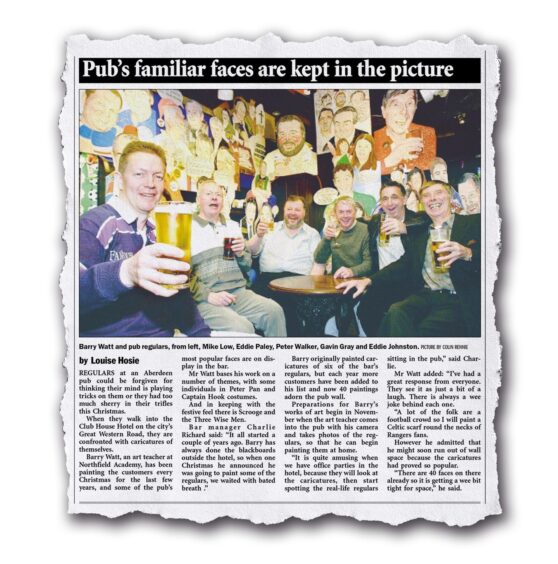 Brodie's art teacher at Northfield Academy, Barry Watt, hit the headlines a number of times for his own work, including in 2002 for his portraits of punters at the Great Western Hotel. Image: DC Thomson