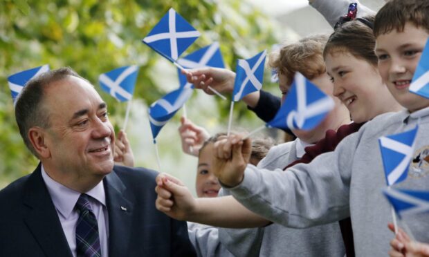 Alex Salmond in hometown Strichen on the day of the referendum. Image: PA.