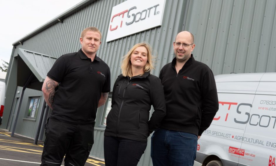 Kieran Anderson, agricultural store operations and parts manager, Emma Scott, director, and Craig Scott, director, of CT Scott.