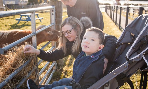 Ruth Morrison and her son, Harris Don, at Easter Anguston Farm in Peterculter. Pic: Ruth Morrison.